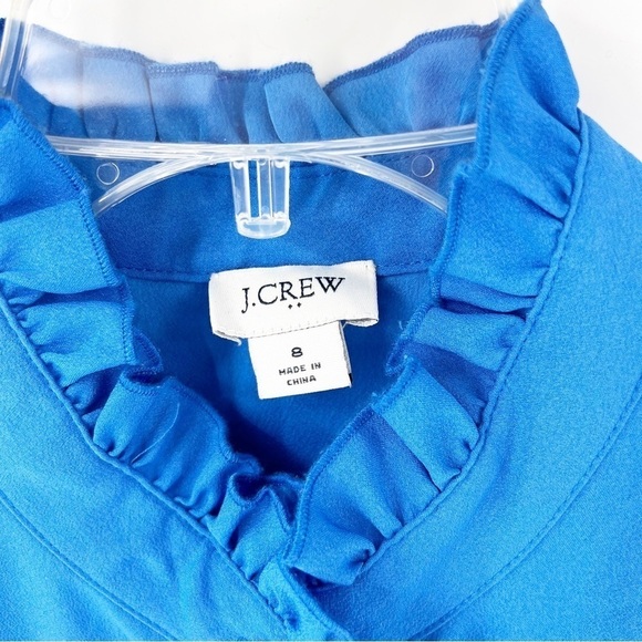 ✅ J. Crew FACTORY Ruffle Trim Sleeveless Top Size SMALL Style AM602 Blue - Picture 3 of 5